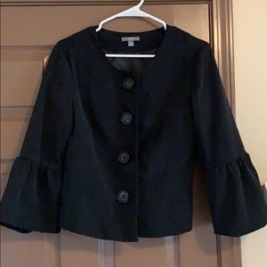 Black flare sleeve button down blazer